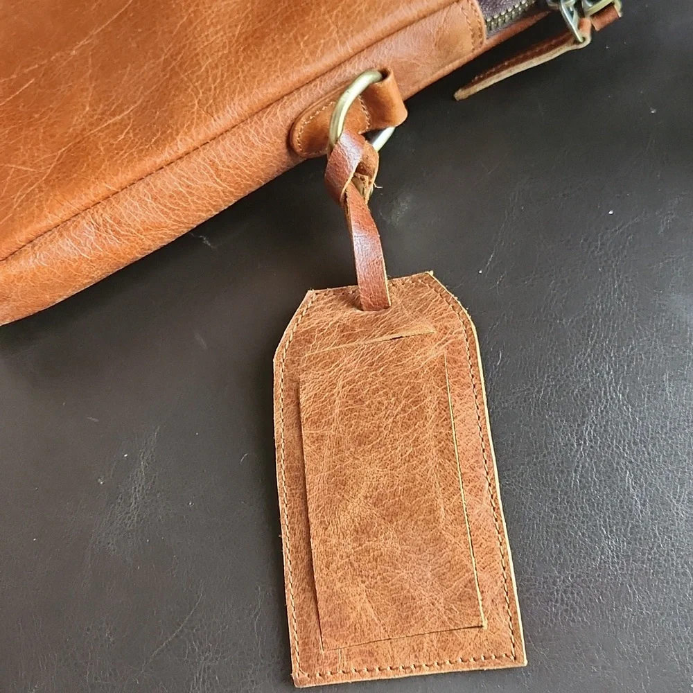 Vintage Carrier brown leather computer briefcase messenger bag